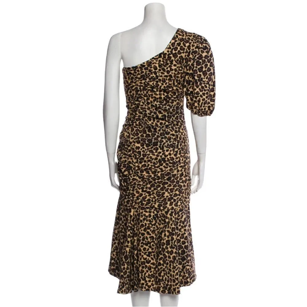 Jonathan Simkhai Leopard Print One Shoulder Dress - Picture 4 of 10